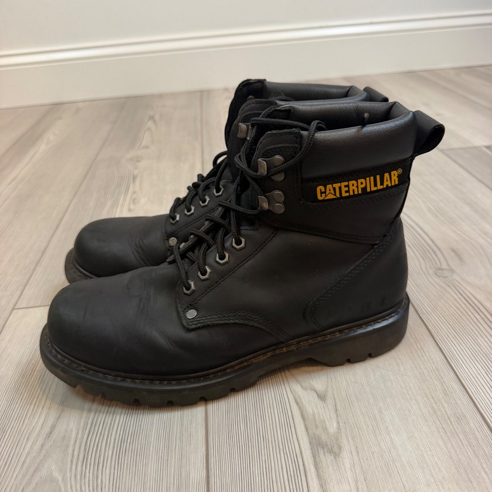 Caterpillar Second Shift Mens Black Leather Work Boots P70043 Size 10 EH
